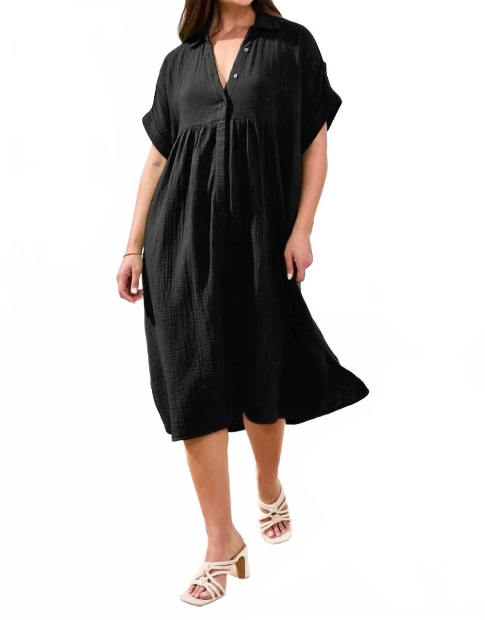 NEW TRIBAL flowy shirt dress in black